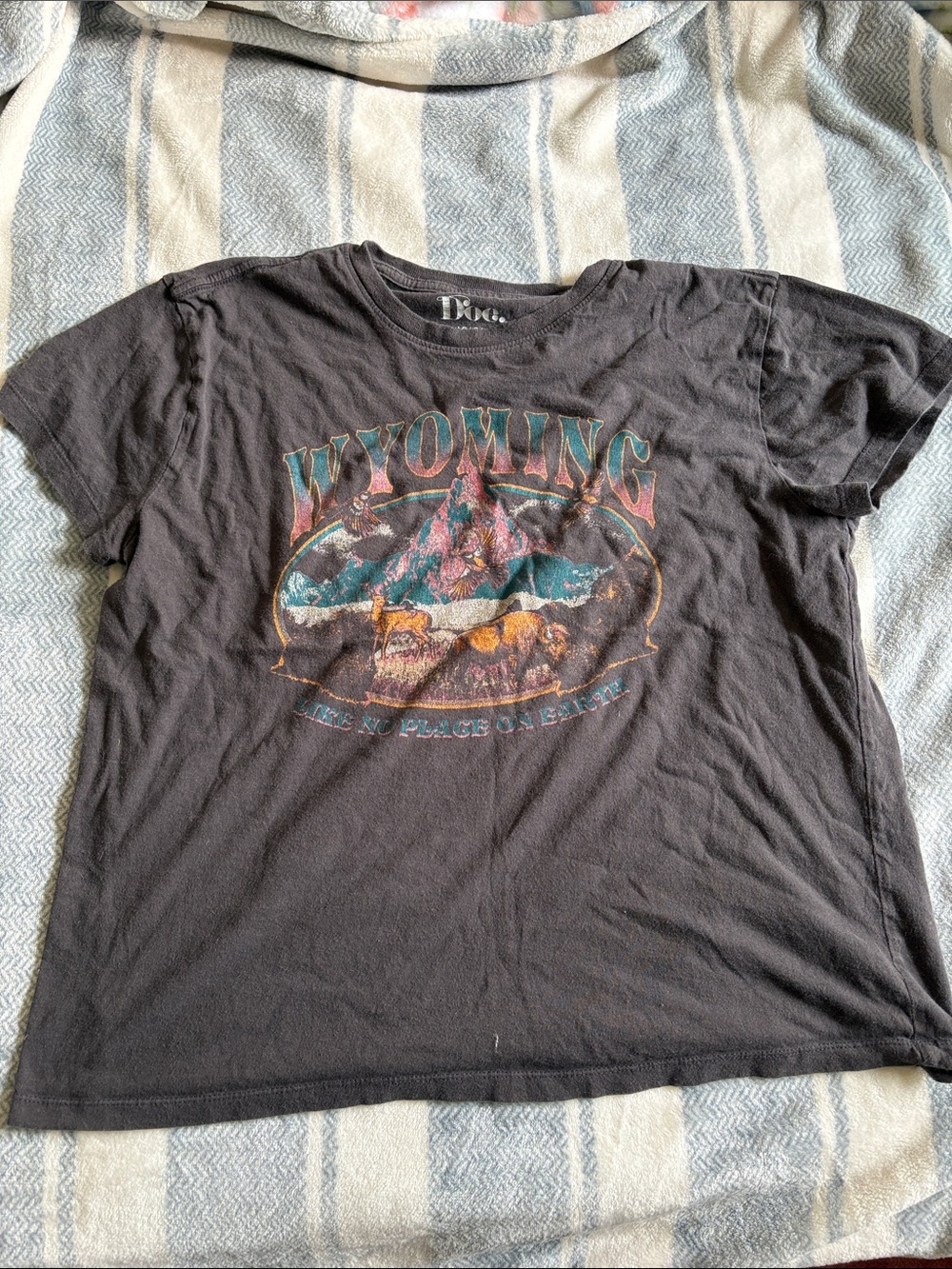 Wyoming Graphic Short Sleeve Tee — Black Vintage Style